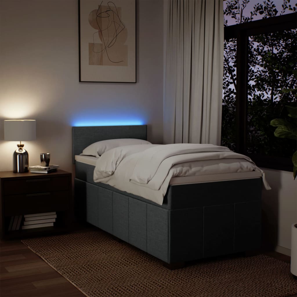 Boxspring met matras stof donkergrijs 90x200 cm is nu te koop bij PeponiXL, paradijselijk wonen!