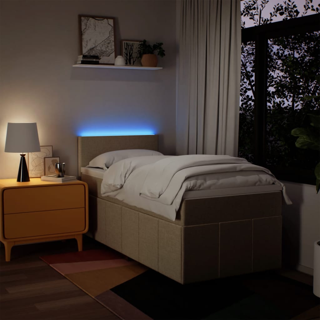 Boxspring met matras stof taupe 90x200 cm is nu te koop bij PeponiXL, paradijselijk wonen!