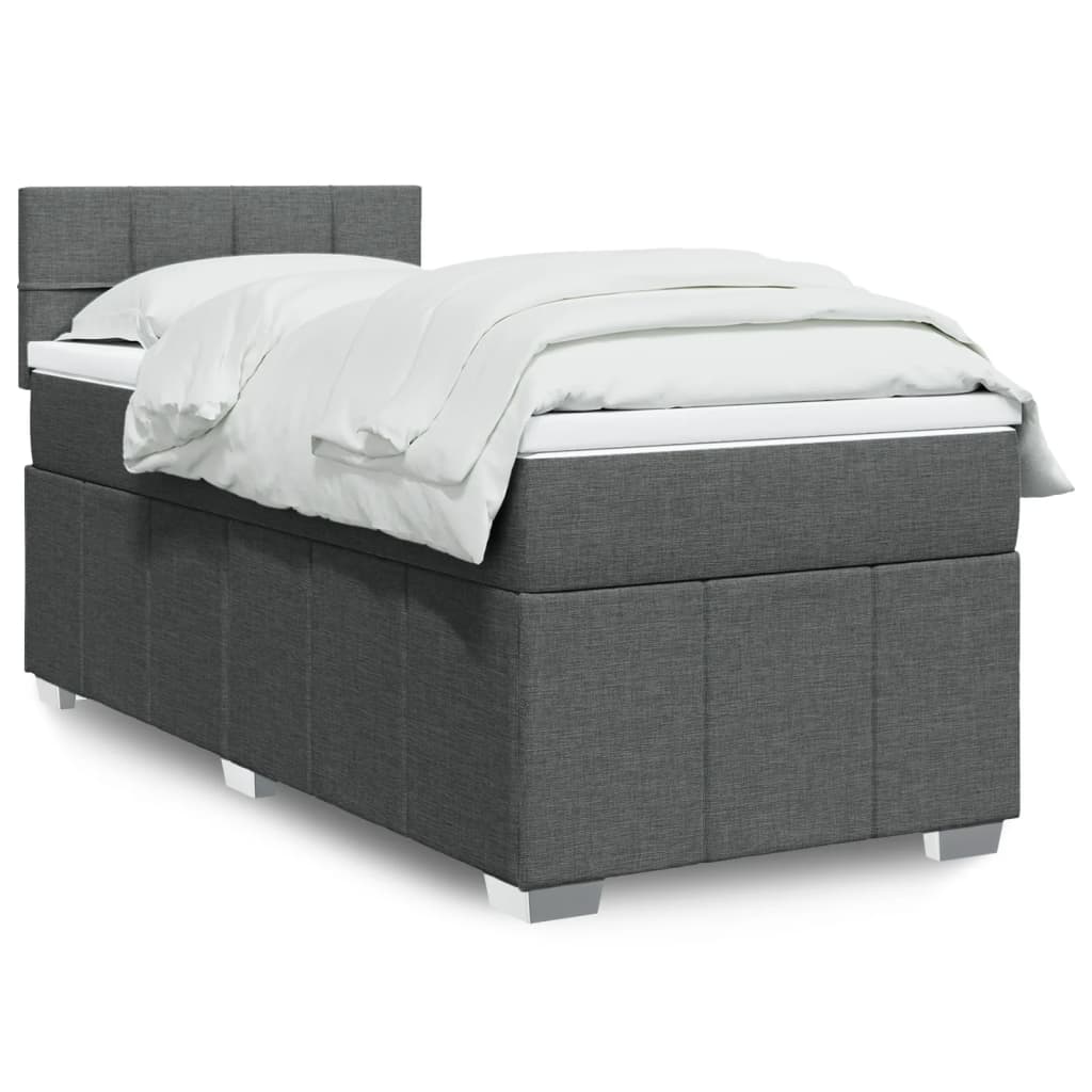 Boxspring met matras stof donkergrijs 90x200 cm is nu te koop bij PeponiXL, paradijselijk wonen!