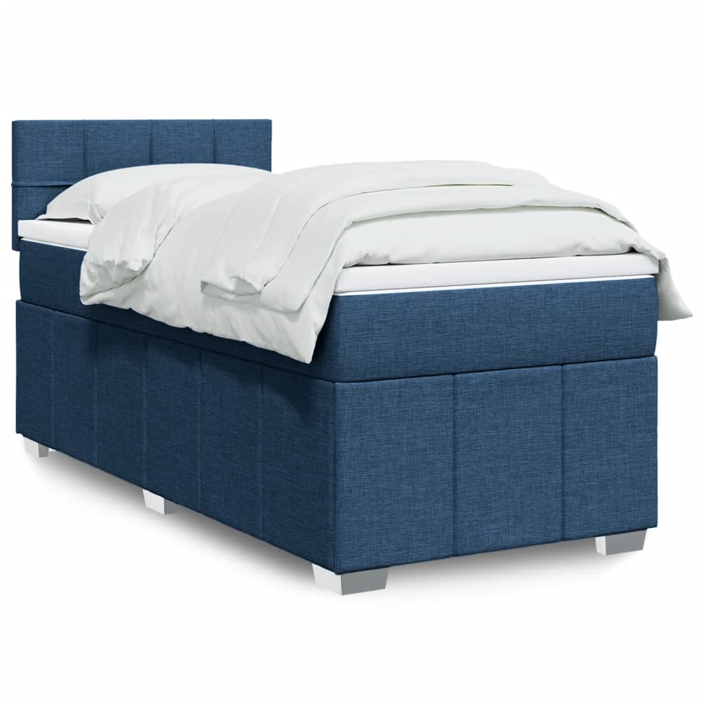 Boxspring met matras stof blauw 90x200 cm is nu te koop bij PeponiXL, paradijselijk wonen!