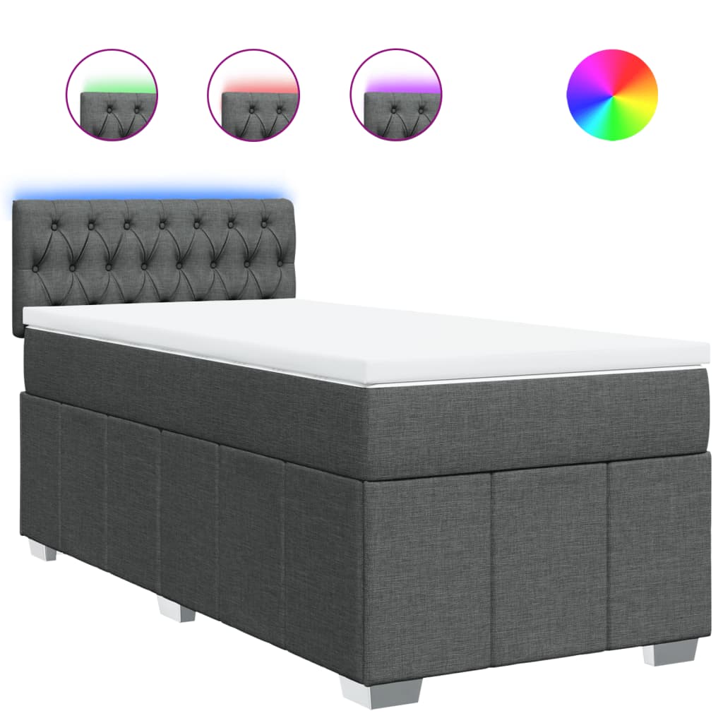 Boxspring met matras stof donkergrijs 90x200 cm is nu te koop bij PeponiXL, paradijselijk wonen!