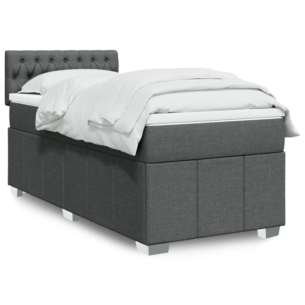 Boxspring met matras stof donkergrijs 90x200 cm is nu te koop bij PeponiXL, paradijselijk wonen!
