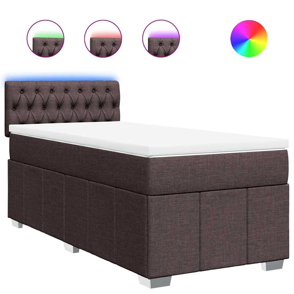 Boxspring met matras stof donkerbruin 90x200 cm is nu te koop bij PeponiXL, paradijselijk wonen!