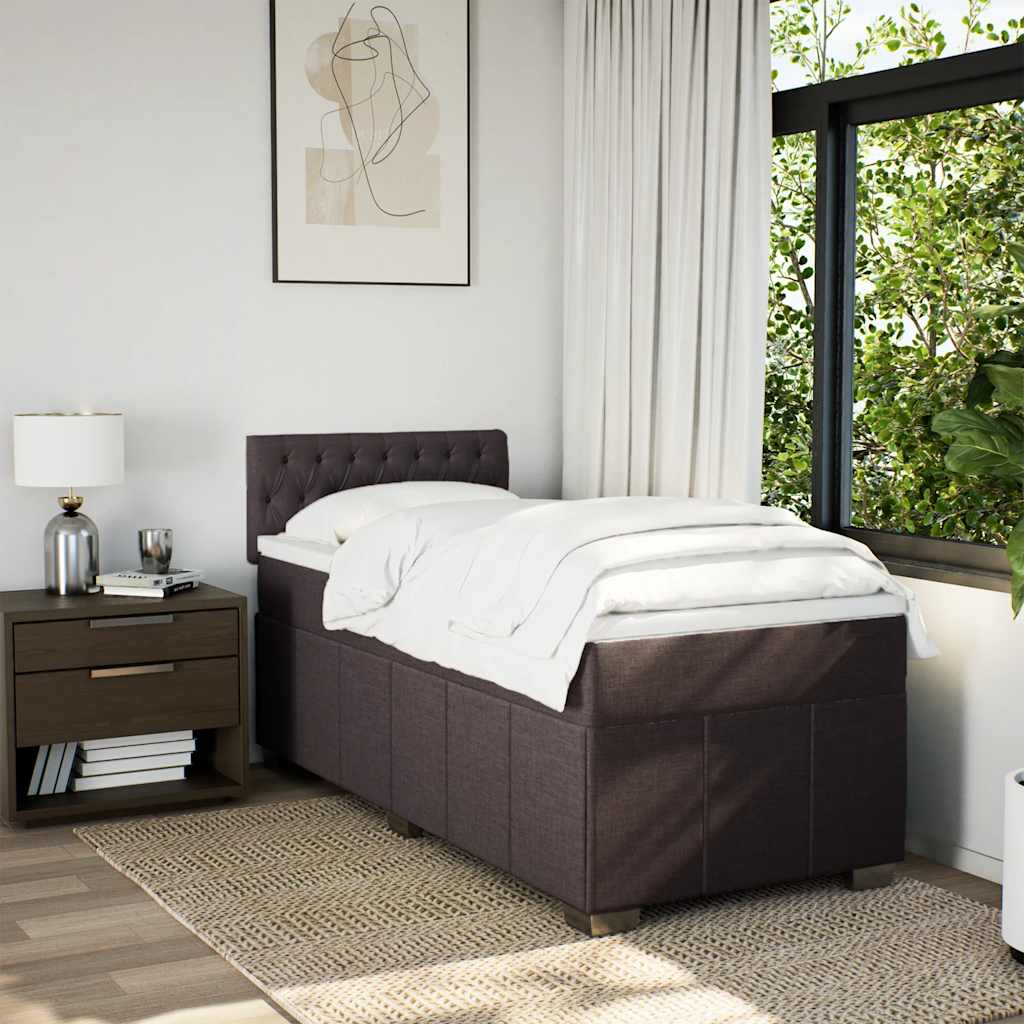 Boxspring met matras stof donkerbruin 90x200 cm is nu te koop bij PeponiXL, paradijselijk wonen!