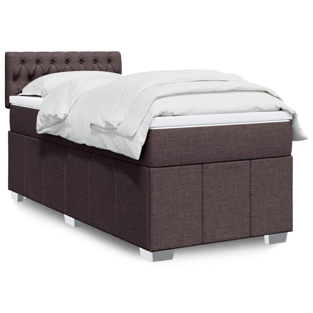 Boxspring met matras stof donkerbruin 90x200 cm is nu te koop bij PeponiXL, paradijselijk wonen!