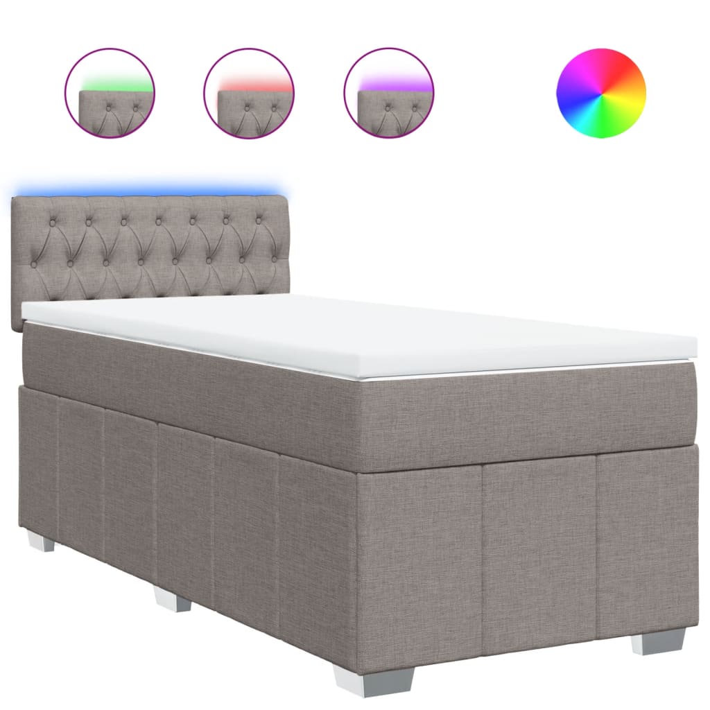 Boxspring met matras stof taupe 90x200 cm is nu te koop bij PeponiXL, paradijselijk wonen!