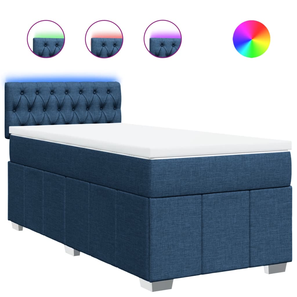 Boxspring met matras stof blauw 90x200 cm is nu te koop bij PeponiXL, paradijselijk wonen!