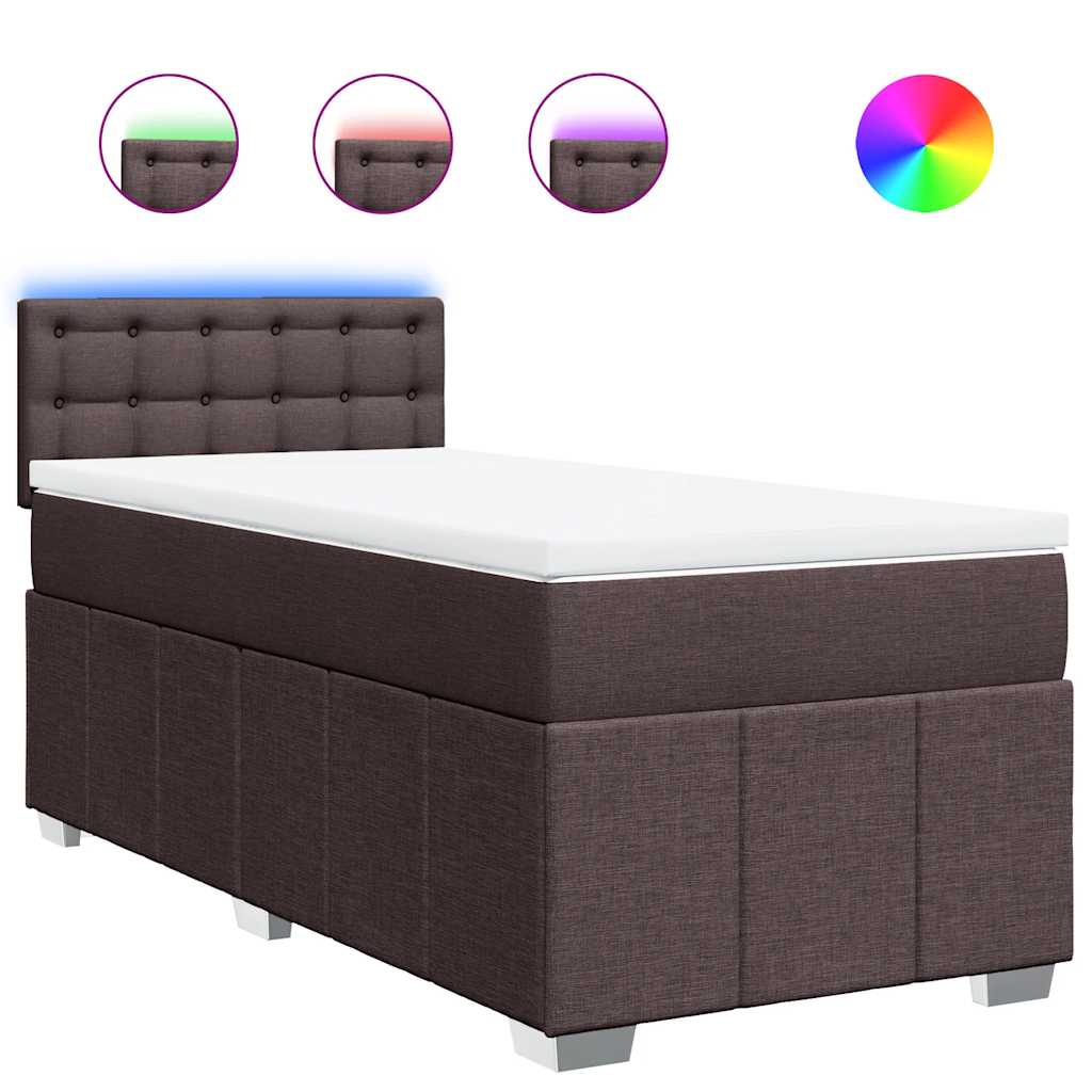 Boxspring met matras stof donkerbruin 90x200 cm is nu te koop bij PeponiXL, paradijselijk wonen!