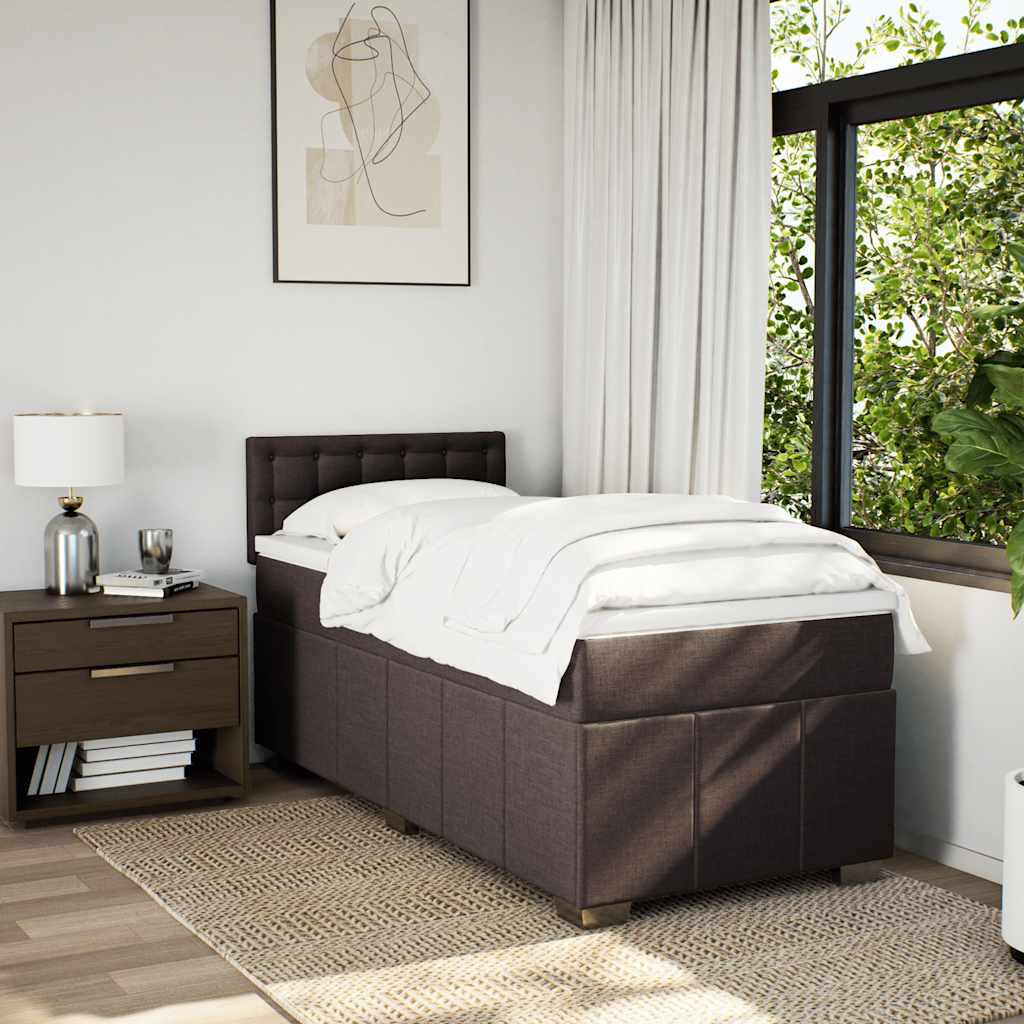 Boxspring met matras stof donkerbruin 90x200 cm is nu te koop bij PeponiXL, paradijselijk wonen!