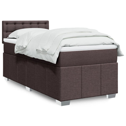 Boxspring met matras stof donkerbruin 90x200 cm is nu te koop bij PeponiXL, paradijselijk wonen!