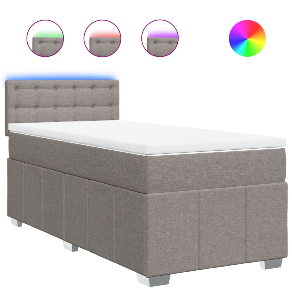 Boxspring met matras stof taupe 90x200 cm is nu te koop bij PeponiXL, paradijselijk wonen!