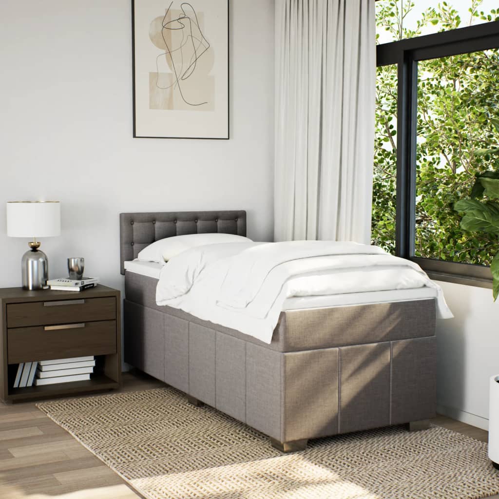 Boxspring met matras stof taupe 90x200 cm is nu te koop bij PeponiXL, paradijselijk wonen!