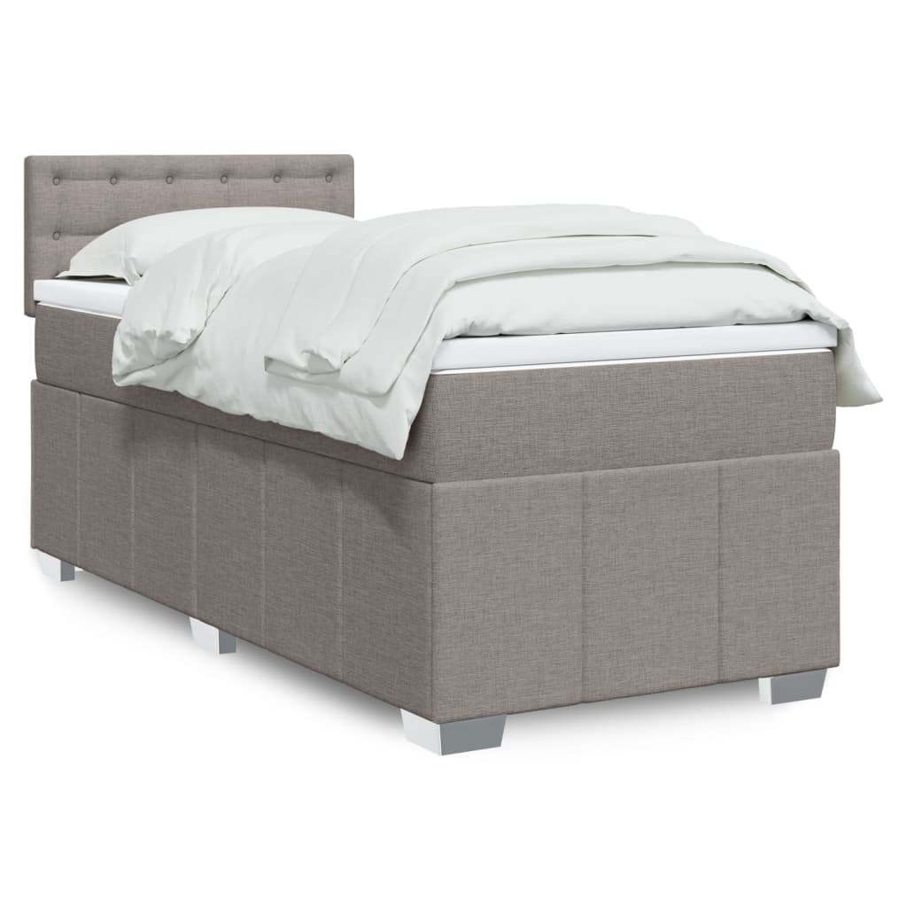 Boxspring met matras stof taupe 90x200 cm is nu te koop bij PeponiXL, paradijselijk wonen!