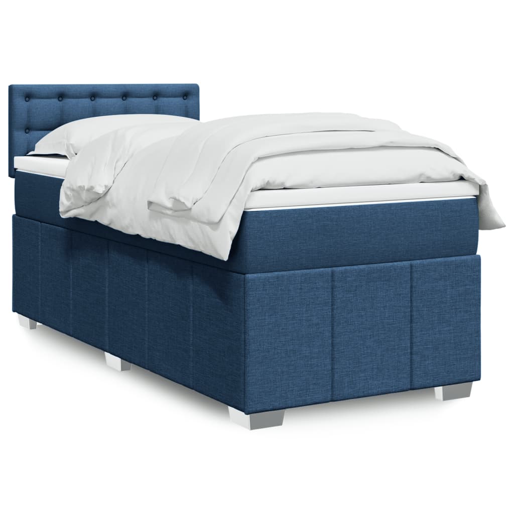 Boxspring met matras stof blauw 90x200 cm is nu te koop bij PeponiXL, paradijselijk wonen!