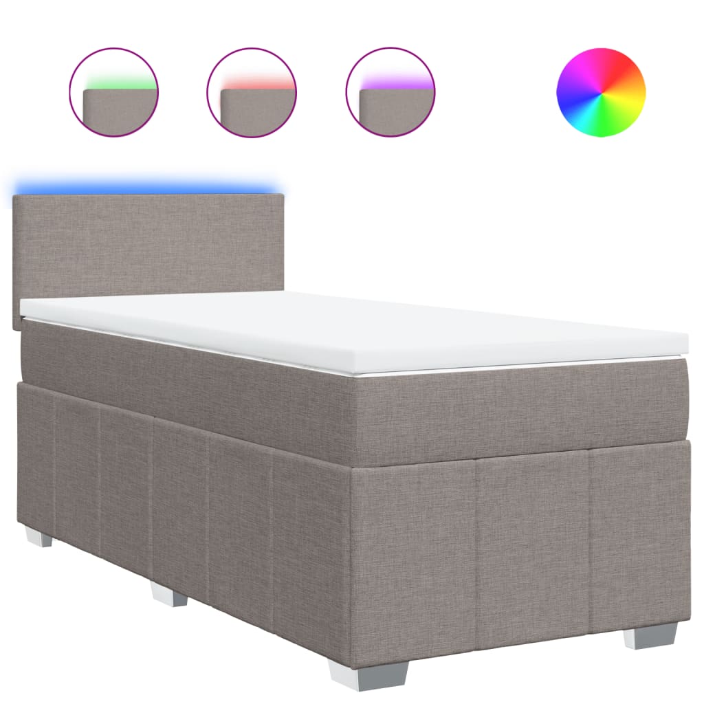 Boxspring met matras stof taupe 100x200 cm is nu te koop bij PeponiXL, paradijselijk wonen!