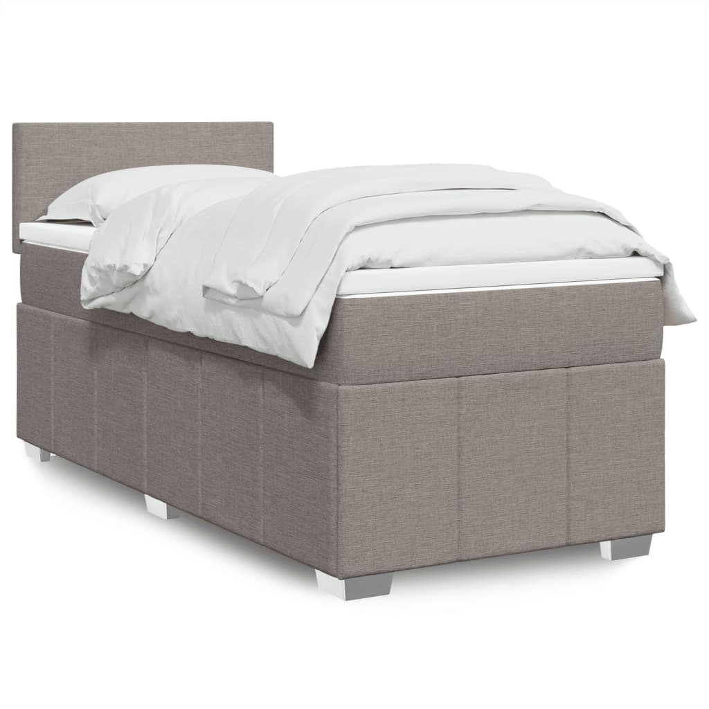 Boxspring met matras stof taupe 100x200 cm is nu te koop bij PeponiXL, paradijselijk wonen!