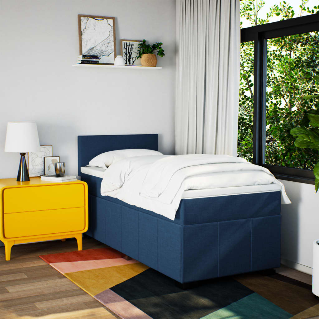 Boxspring met matras stof blauw 100x200 cm is nu te koop bij PeponiXL, paradijselijk wonen!