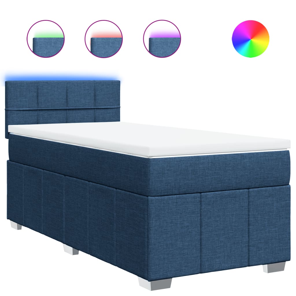 Boxspring met matras stof blauw 100x200 cm is nu te koop bij PeponiXL, paradijselijk wonen!