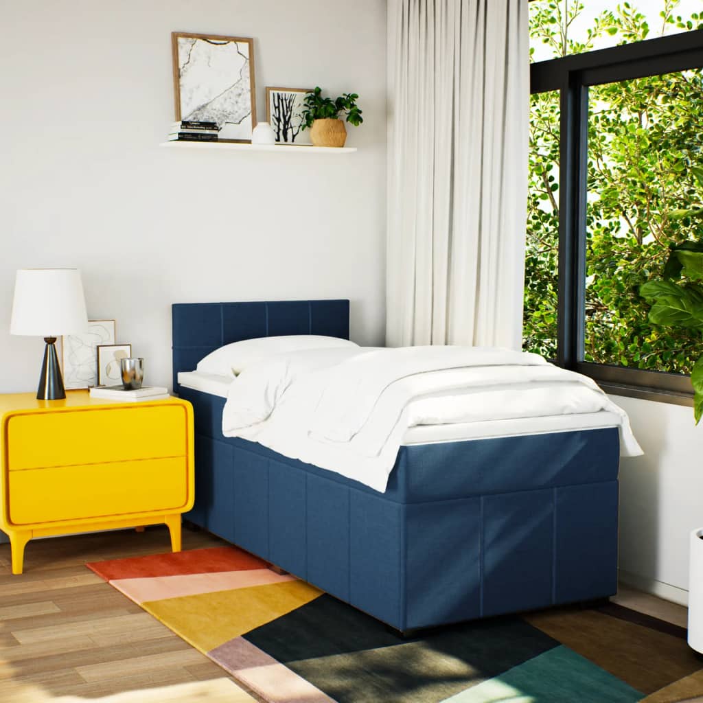Boxspring met matras stof blauw 100x200 cm is nu te koop bij PeponiXL, paradijselijk wonen!