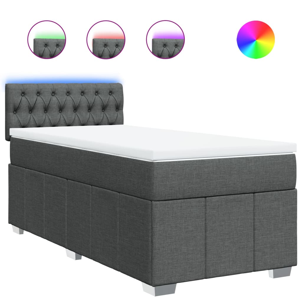 Boxspring met matras stof donkergrijs 100x200 cm is nu te koop bij PeponiXL, paradijselijk wonen!