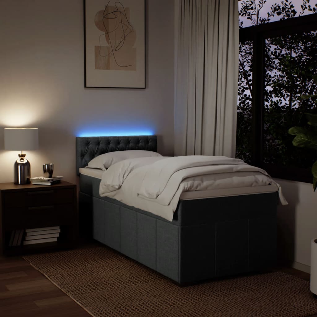 Boxspring met matras stof donkergrijs 100x200 cm is nu te koop bij PeponiXL, paradijselijk wonen!