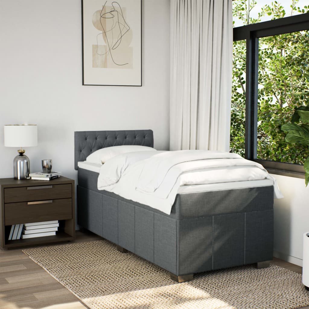 Boxspring met matras stof donkergrijs 100x200 cm is nu te koop bij PeponiXL, paradijselijk wonen!