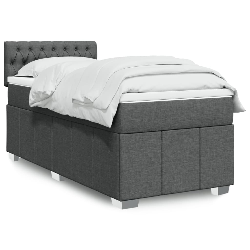 Boxspring met matras stof donkergrijs 100x200 cm is nu te koop bij PeponiXL, paradijselijk wonen!