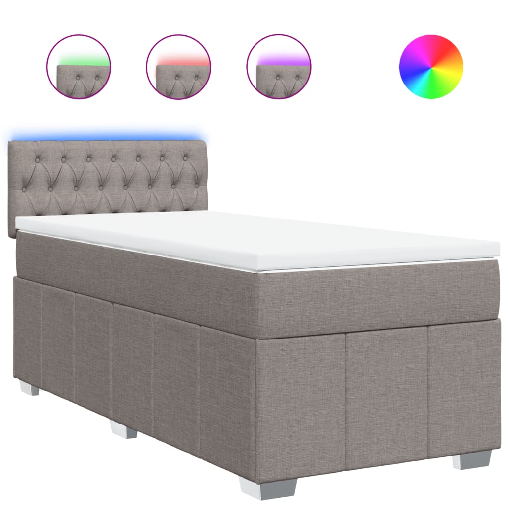 Boxspring met matras stof taupe 100x200 cm is nu te koop bij PeponiXL, paradijselijk wonen!