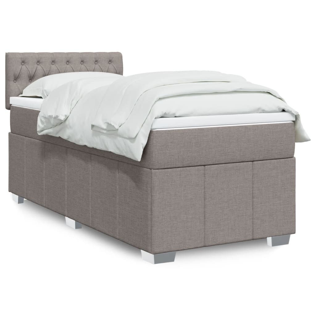 Boxspring met matras stof taupe 100x200 cm is nu te koop bij PeponiXL, paradijselijk wonen!