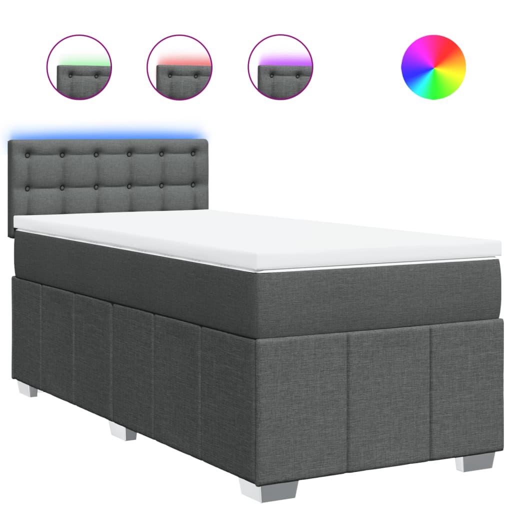 Boxspring met matras stof donkergrijs 100x200 cm is nu te koop bij PeponiXL, paradijselijk wonen!