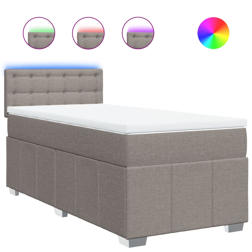 Boxspring met matras stof taupe 100x200 cm is nu te koop bij PeponiXL, paradijselijk wonen!