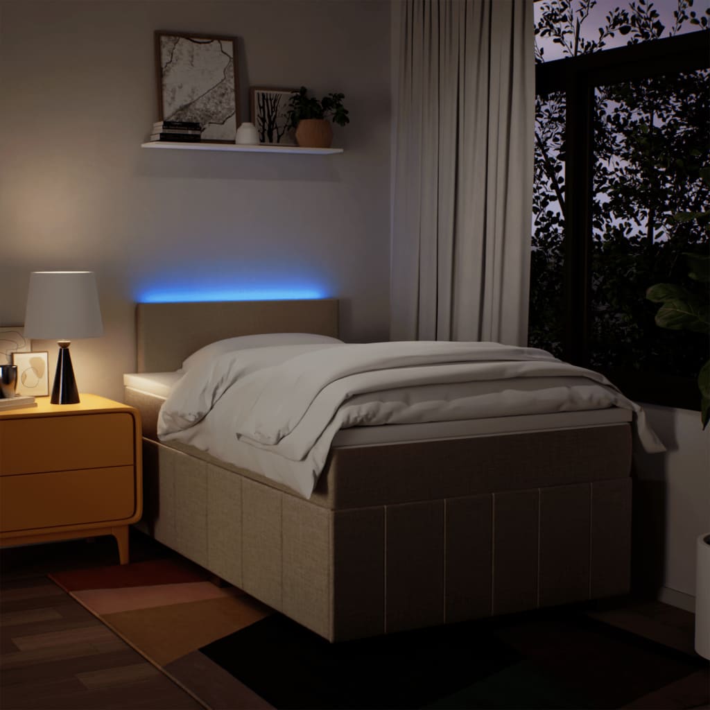 Boxspring met matras stof crèmekleurig 120x190 cm is nu te koop bij PeponiXL, paradijselijk wonen!