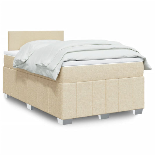 Boxspring met matras stof crèmekleurig 120x190 cm is nu te koop bij PeponiXL, paradijselijk wonen!