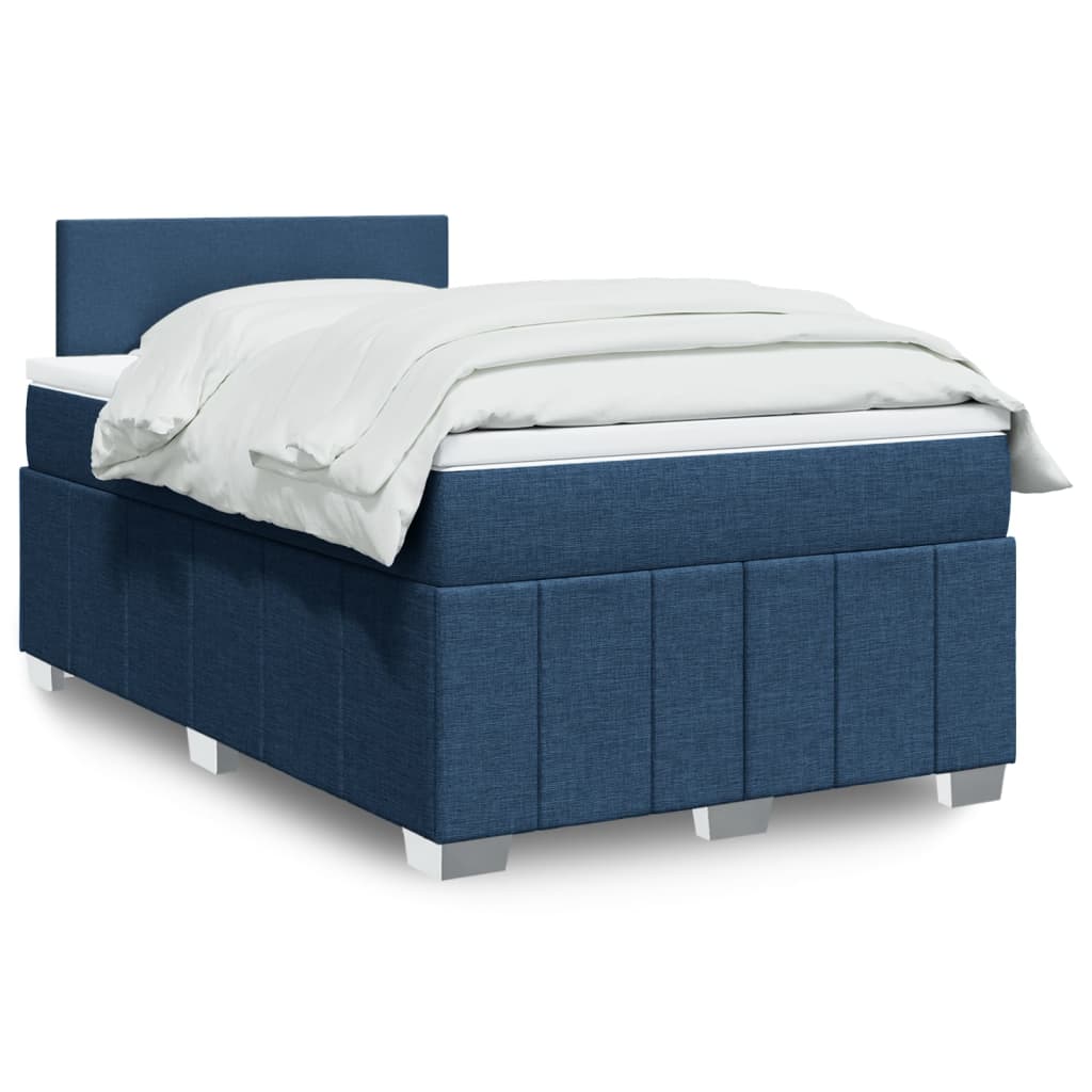 Boxspring met matras stof blauw 120x190 cm is nu te koop bij PeponiXL, paradijselijk wonen!