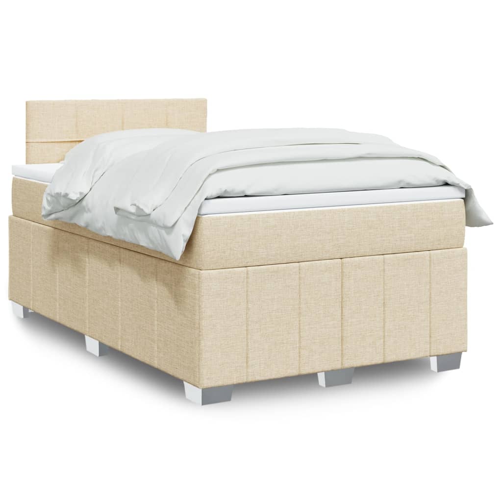 Boxspring met matras stof crèmekleurig 120x190 cm is nu te koop bij PeponiXL, paradijselijk wonen!