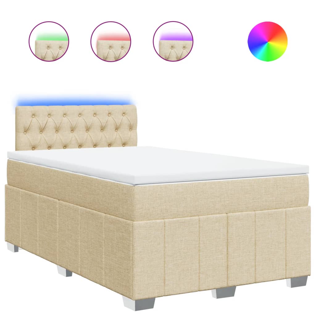 Boxspring met matras stof crèmekleurig 120x190 cm is nu te koop bij PeponiXL, paradijselijk wonen!