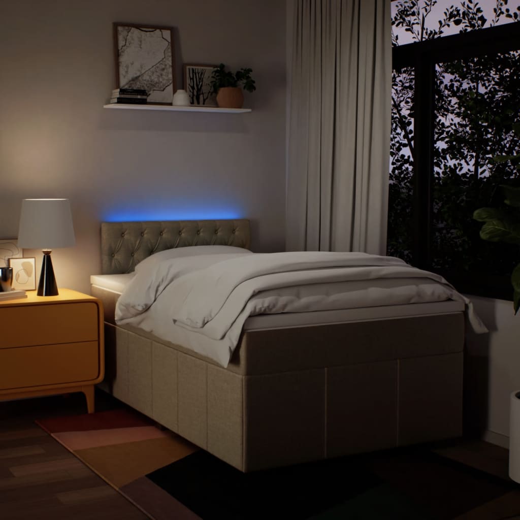 Boxspring met matras stof crèmekleurig 120x190 cm is nu te koop bij PeponiXL, paradijselijk wonen!