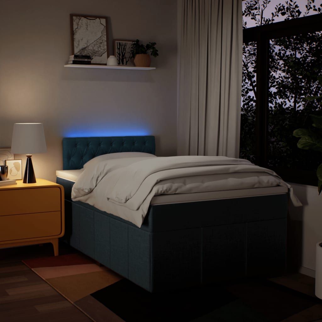 Boxspring met matras stof blauw 120x190 cm is nu te koop bij PeponiXL, paradijselijk wonen!