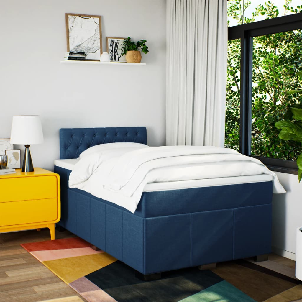 Boxspring met matras stof blauw 120x190 cm is nu te koop bij PeponiXL, paradijselijk wonen!