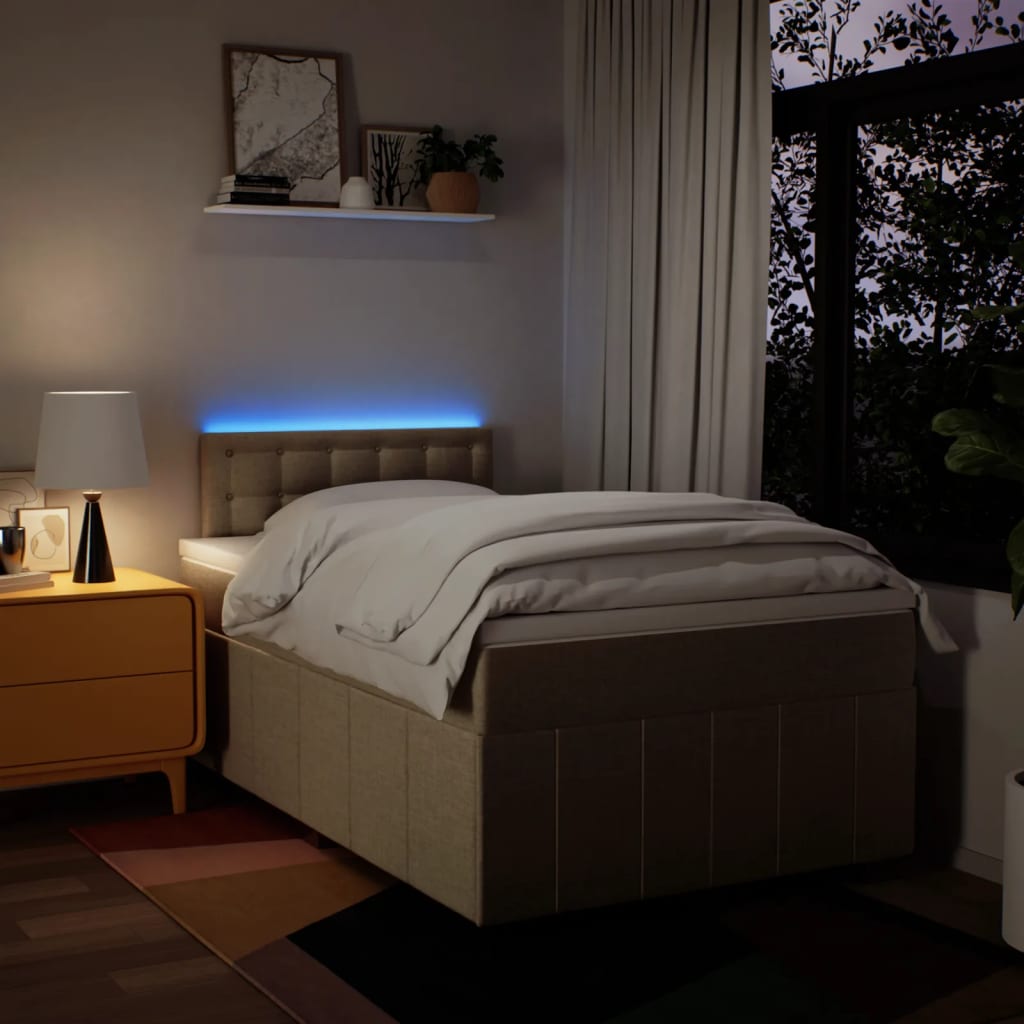 Boxspring met matras stof crèmekleurig 120x190 cm is nu te koop bij PeponiXL, paradijselijk wonen!