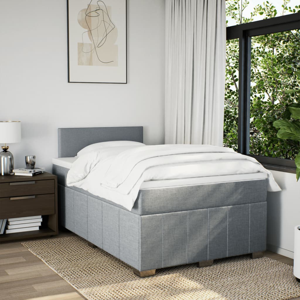 Boxspring met matras stof lichtgrijs 120x200 cm is nu te koop bij PeponiXL, paradijselijk wonen!