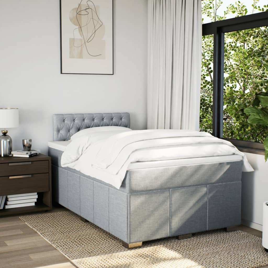 Boxspring met matras stof lichtgrijs 120x200 cm is nu te koop bij PeponiXL, paradijselijk wonen!