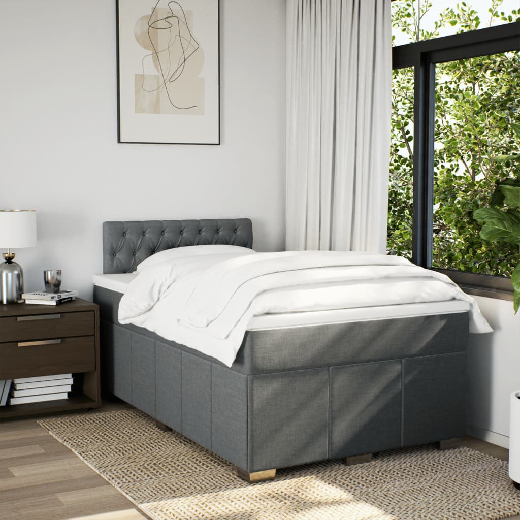 Boxspring met matras stof donkergrijs 120x200 cm is nu te koop bij PeponiXL, paradijselijk wonen!
