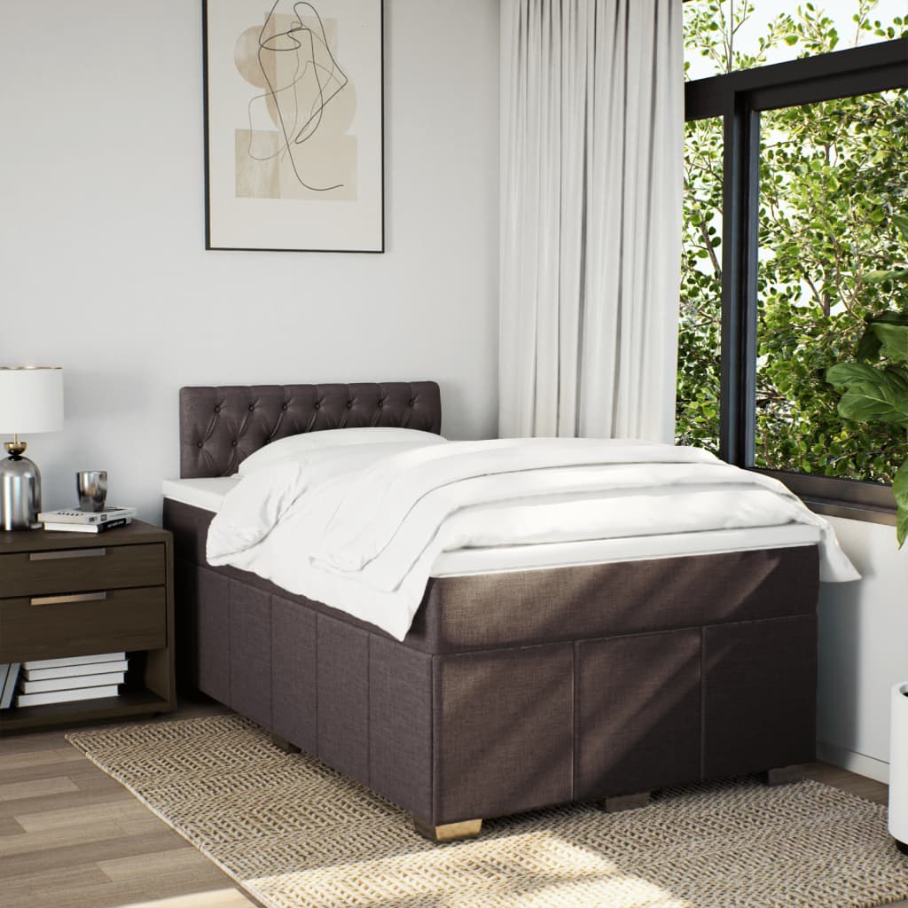 Boxspring met matras stof donkerbruin 120x200 cm is nu te koop bij PeponiXL, paradijselijk wonen!
