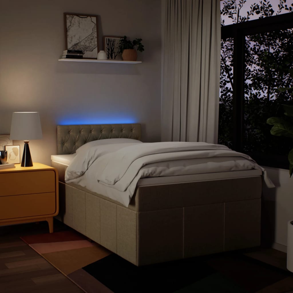 Boxspring met matras stof crèmekleurig 120x200 cm is nu te koop bij PeponiXL, paradijselijk wonen!