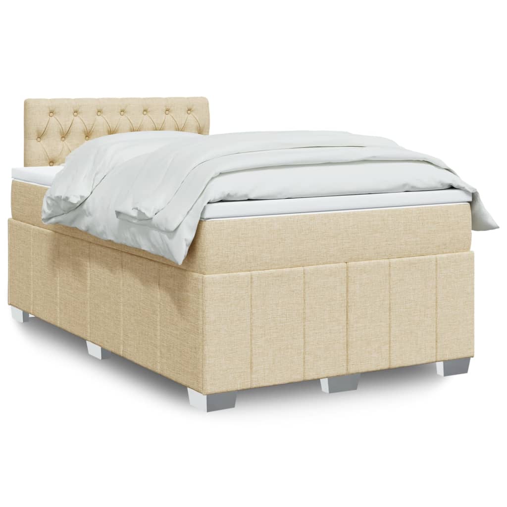 Boxspring met matras stof crèmekleurig 120x200 cm is nu te koop bij PeponiXL, paradijselijk wonen!