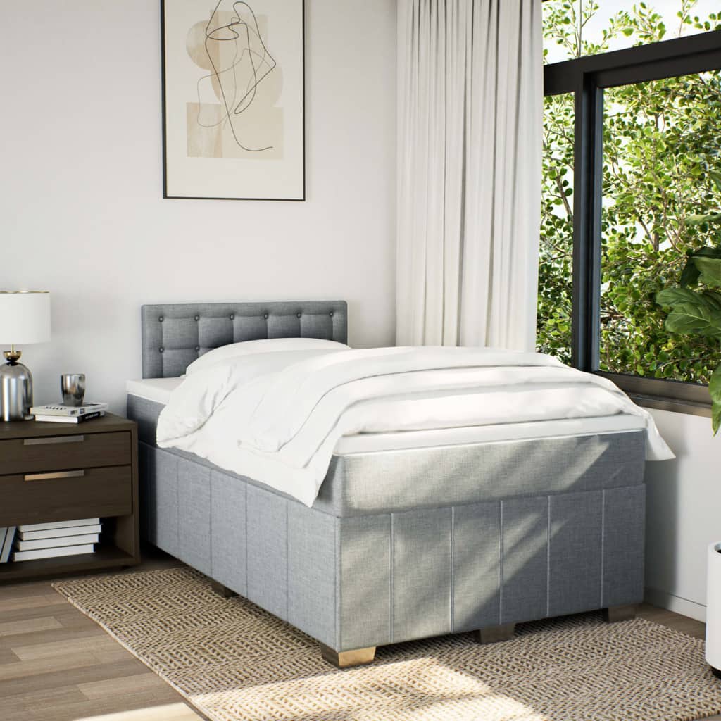 Boxspring met matras stof lichtgrijs 120x200 cm is nu te koop bij PeponiXL, paradijselijk wonen!