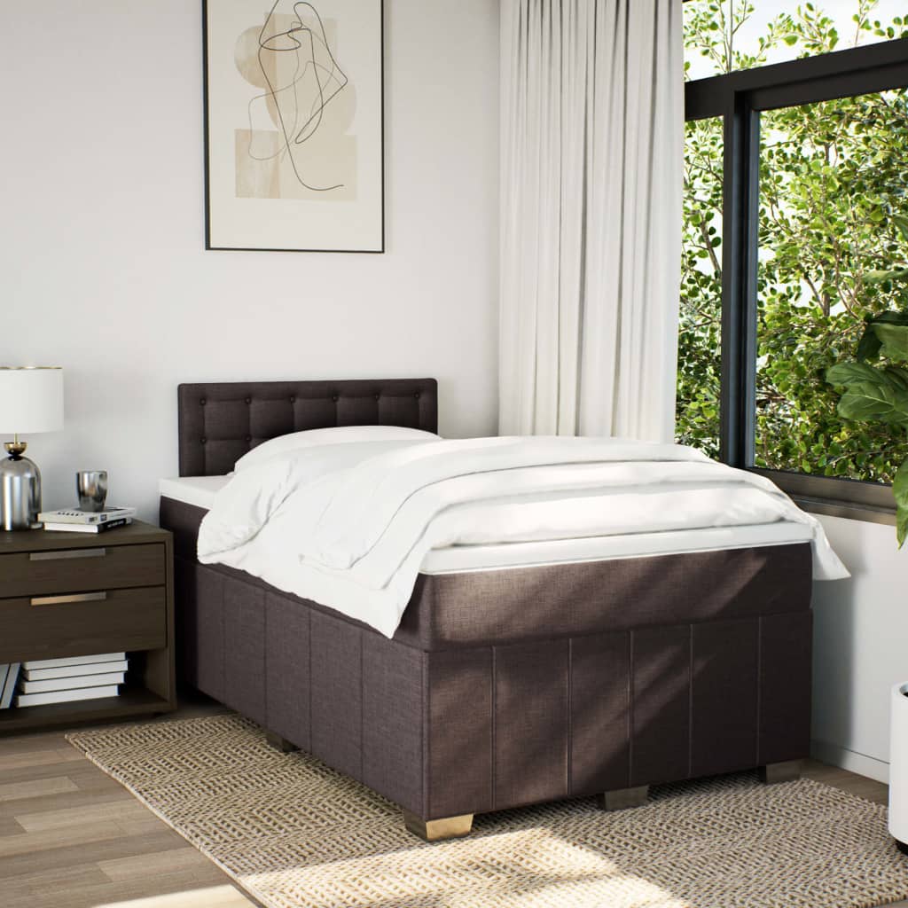Boxspring met matras stof donkerbruin 120x200 cm is nu te koop bij PeponiXL, paradijselijk wonen!