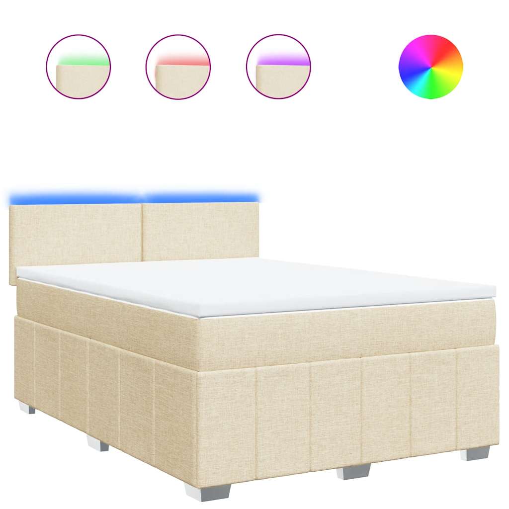 Boxspring met matras stof crèmekleurig 140x190 cm is nu te koop bij PeponiXL, paradijselijk wonen!