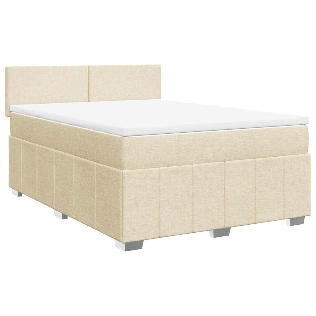 Boxspring met matras stof crèmekleurig 140x190 cm is nu te koop bij PeponiXL, paradijselijk wonen!
